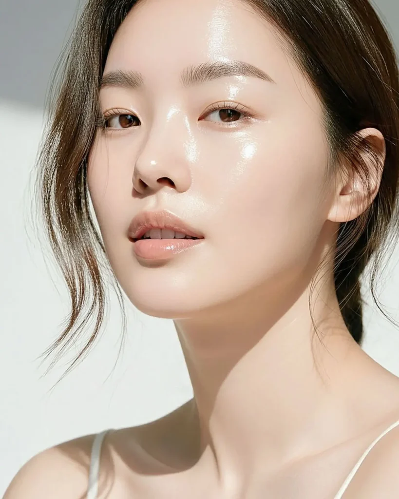 a korean girl with glass skin