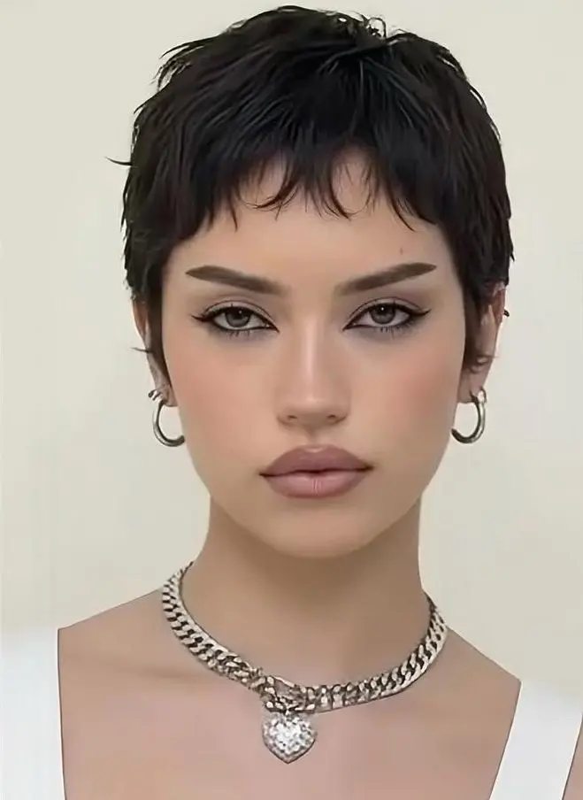 a girl with sleek Bixie Haircut