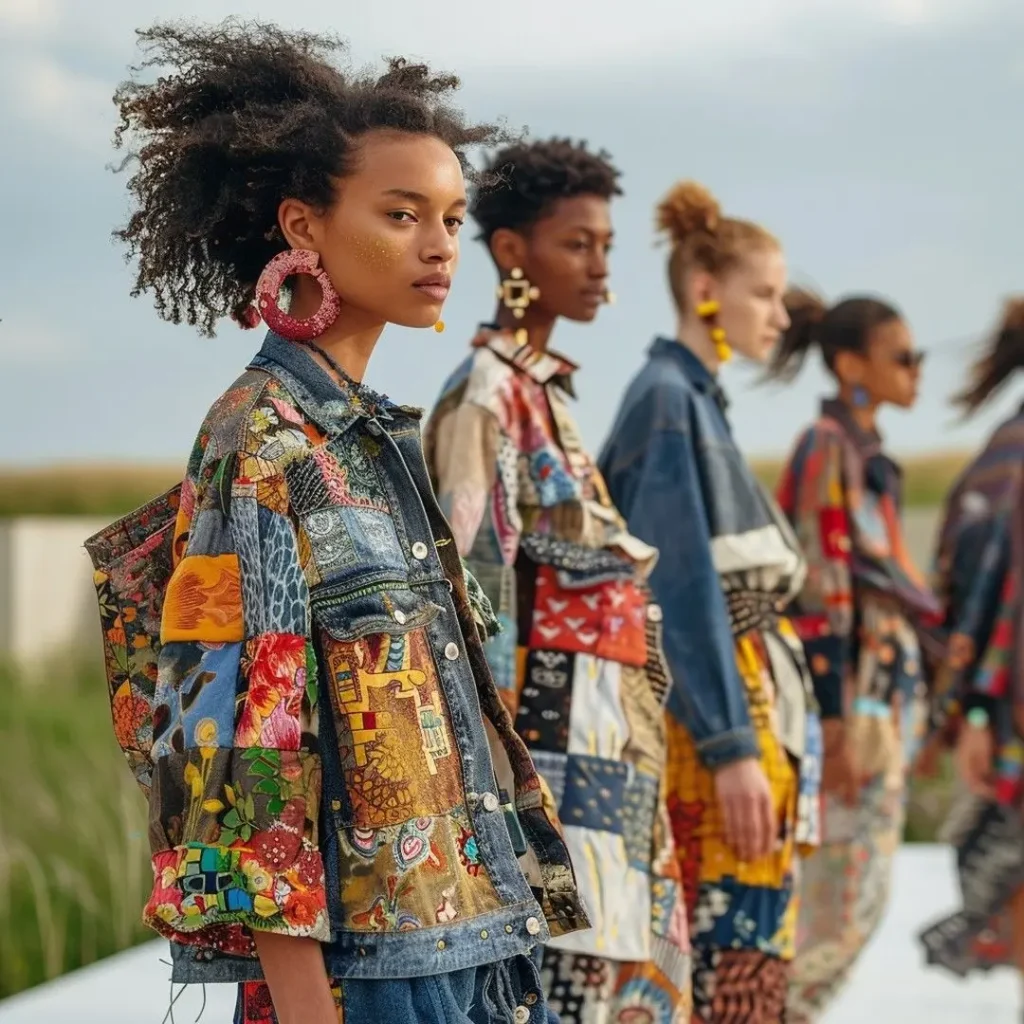 different girls wearing handcrafted patch work dresses