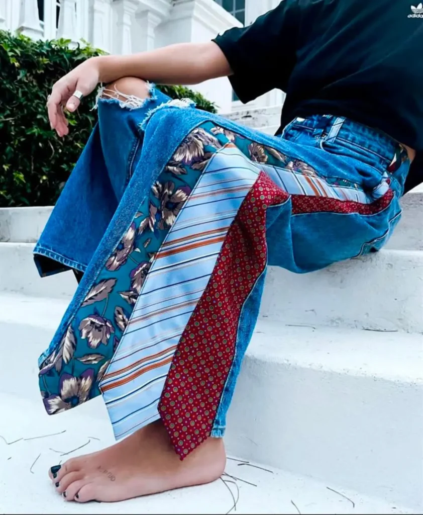 Upcycled reworked jeans