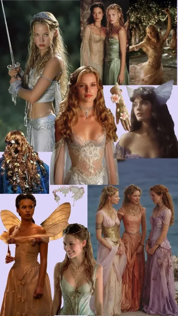 a lot of different fairycore aesthetic fashion looks on different girls