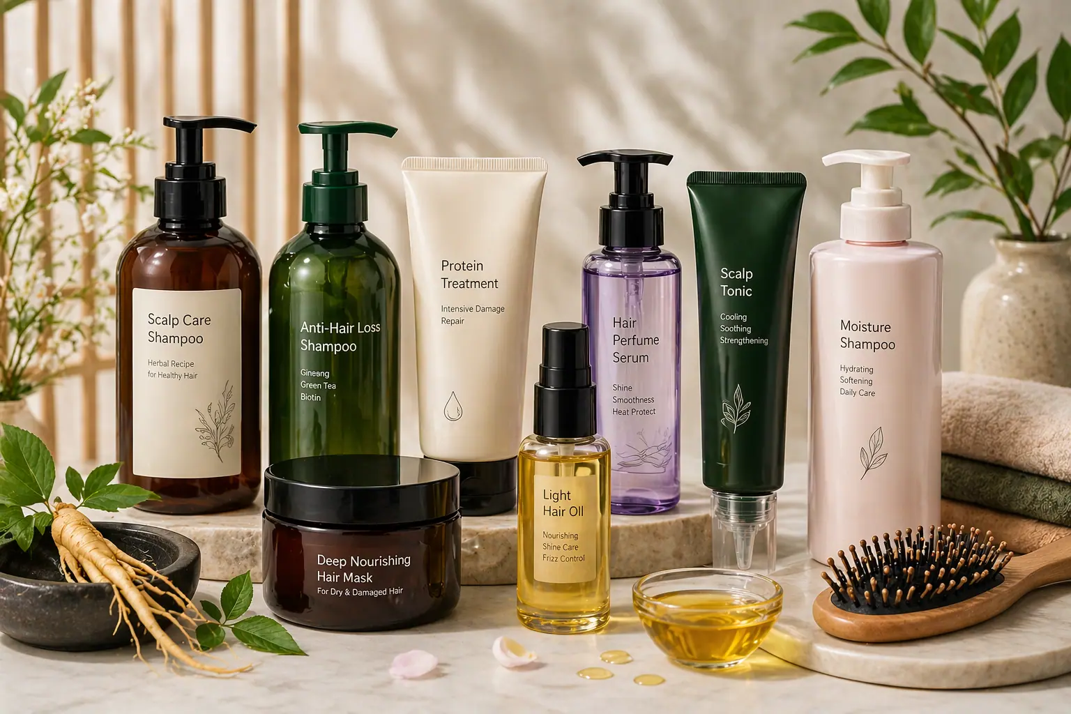 different Korean Haircare Brands & Products for glass hairs