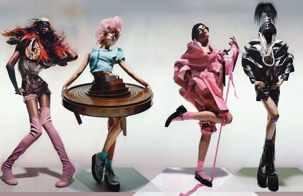 3 different girls in 3 different Comme Des Garçons brand dressing