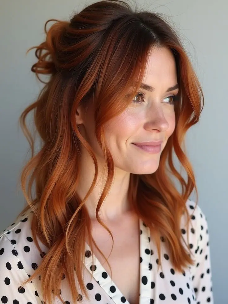 a girl with dark copper hair color