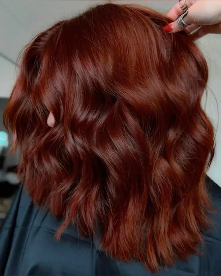 a girl with Dark Copper Auburn haircolor