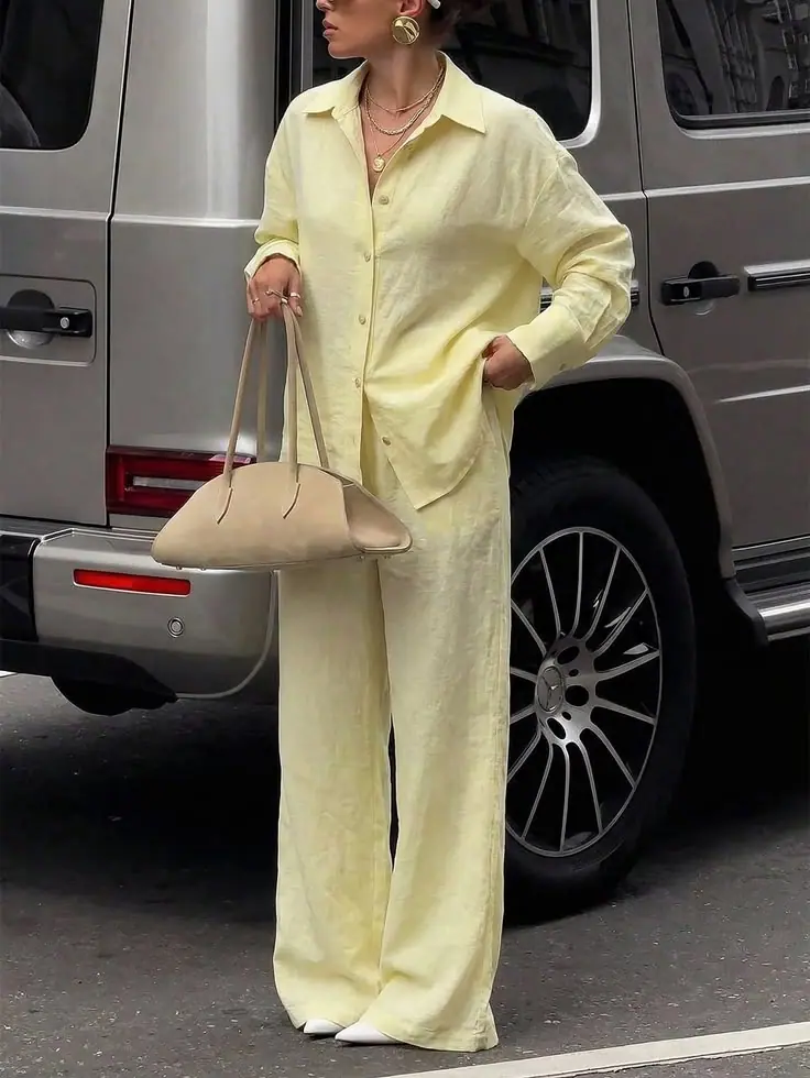 a women wearing 1. Linen Co-Ord Sets For A Clean Look