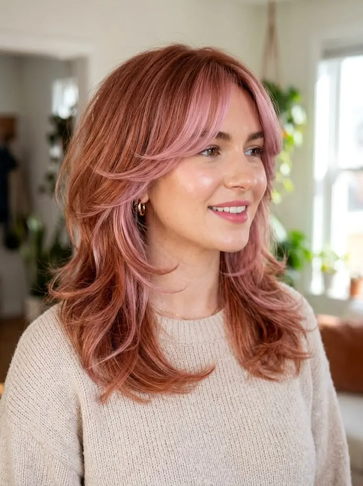 a girl with Rose Copper Hair dye