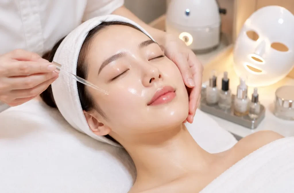 a girl with facial treatment