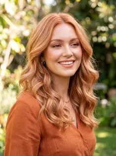 a girl ahir color Strawberry Copper Blonde