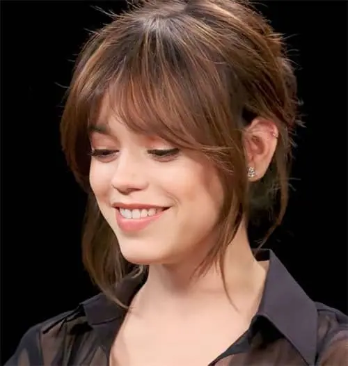 jenna ortega in The Wispy Feathered Sweep bang