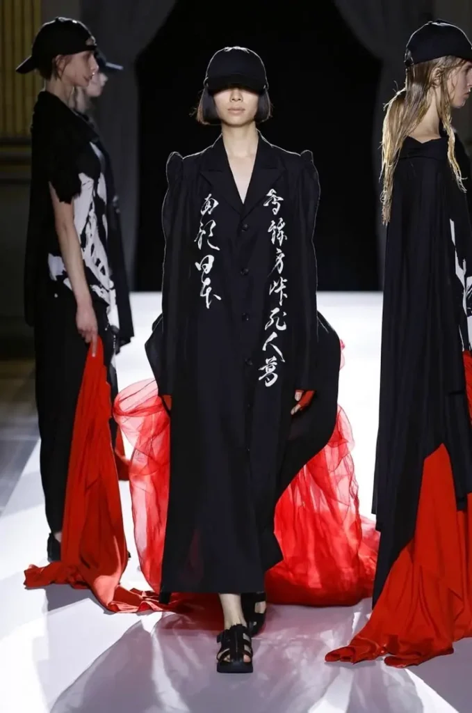 a model on ramp in Yohji-Yamamoto brand dressing