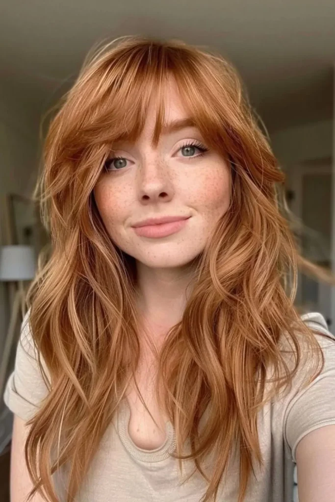 a girl with copper hair color