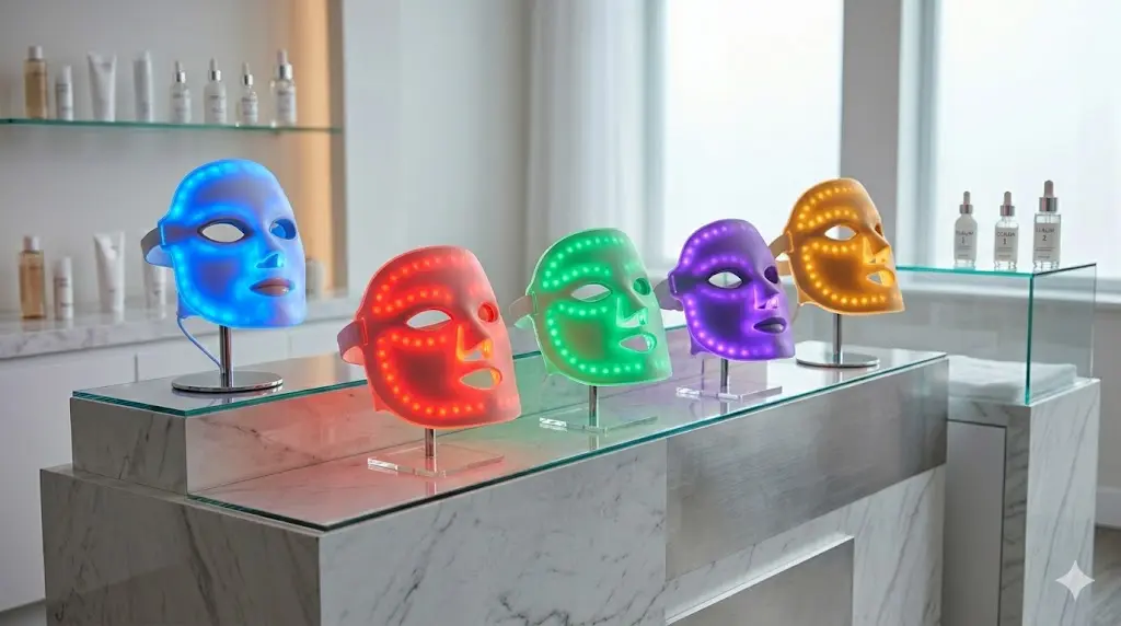 red yellow green purple red led face mask