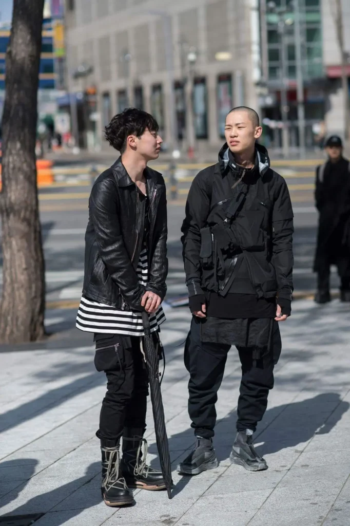 2 mens standing and representing Seoul Street Fashion for Men