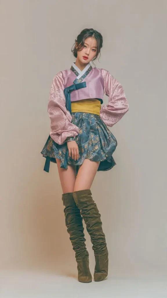 a model in Modern Hanbok Seoul fashion look