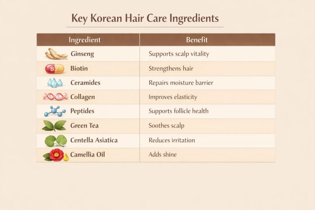 Korean Hair Care Ingredients chart