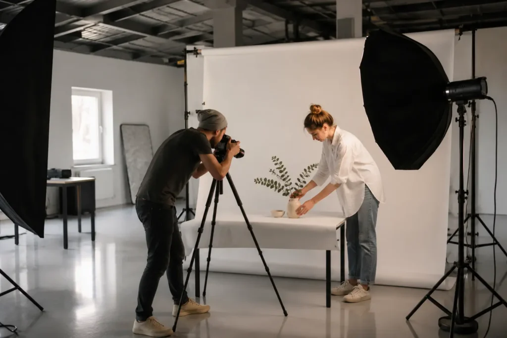2 persons doing a product photography