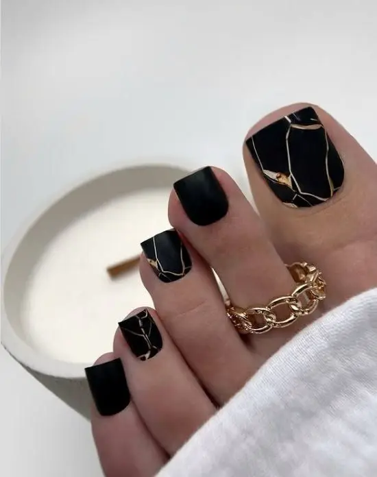 black pedicure nail color