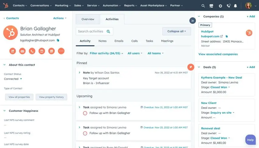 hubspot dashboard