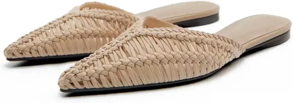 Raffia fashion woven mules