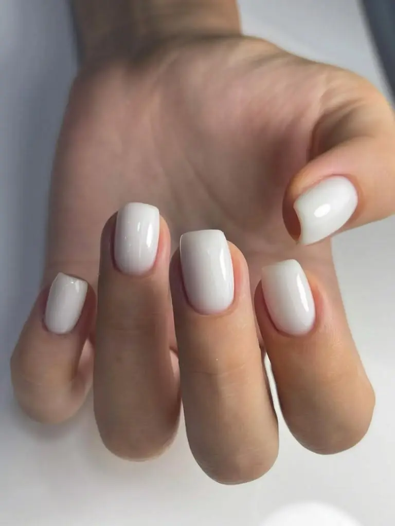 Milky White Square Nails