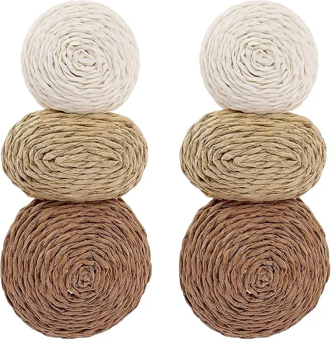 Raffia fashion flower earrings