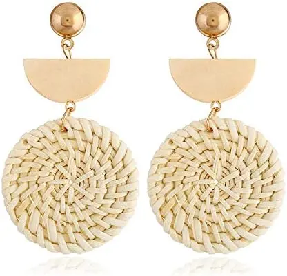 Raffia fashion flower earrings