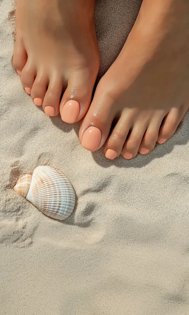 soft orange color pedicure