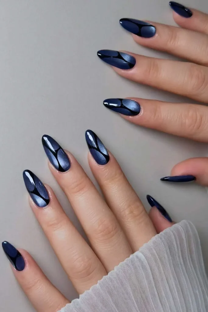 blue cat eye nails