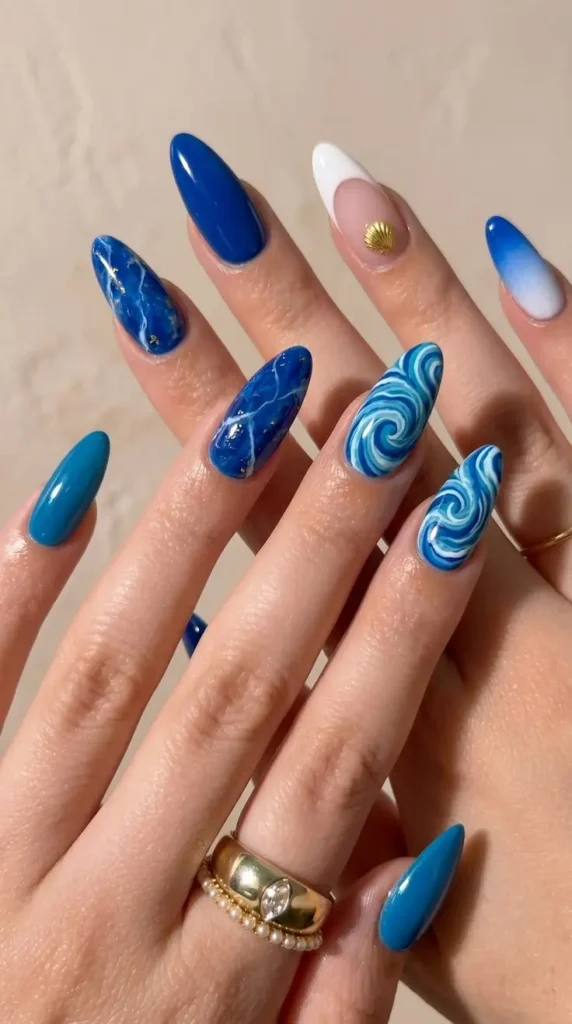 Blue Nail Designs With a Beach Theme