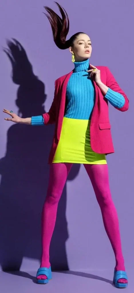 a girl in old Bright and Colorful Style