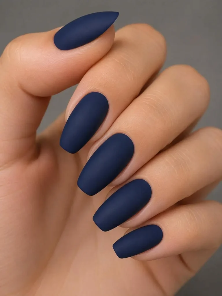 Matte Navy Blue Nails
