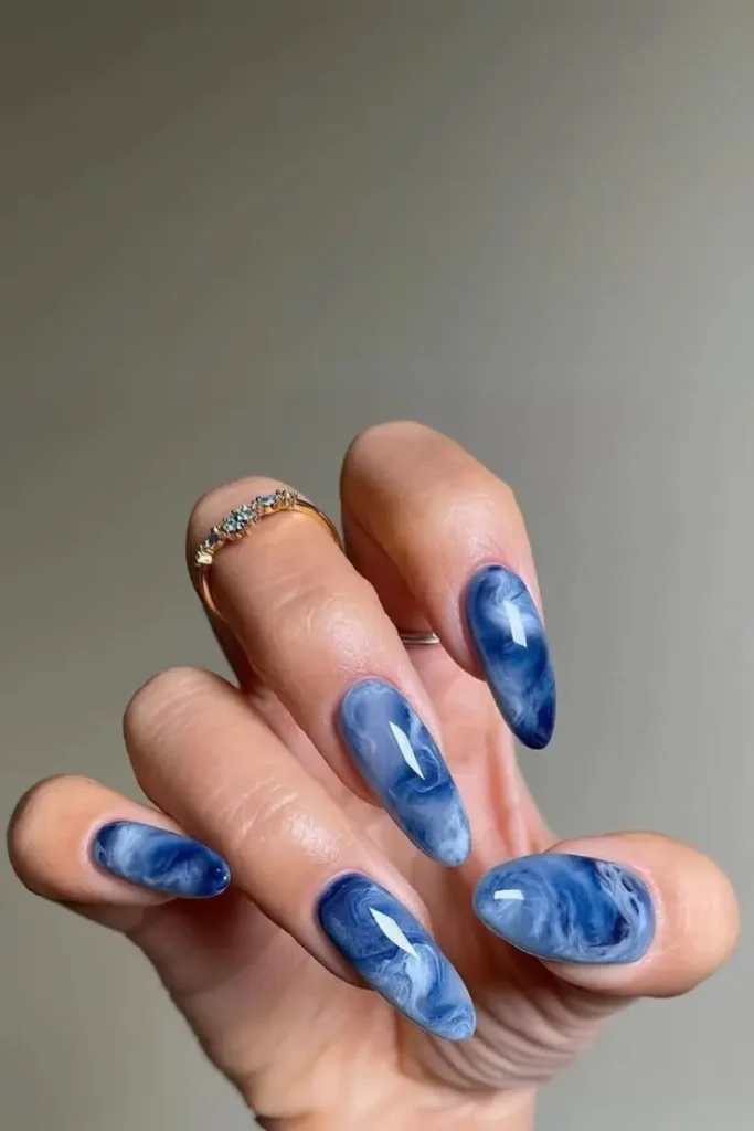 Blue Marble Nails
