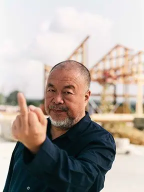Ai Weiwei showing middle fingure