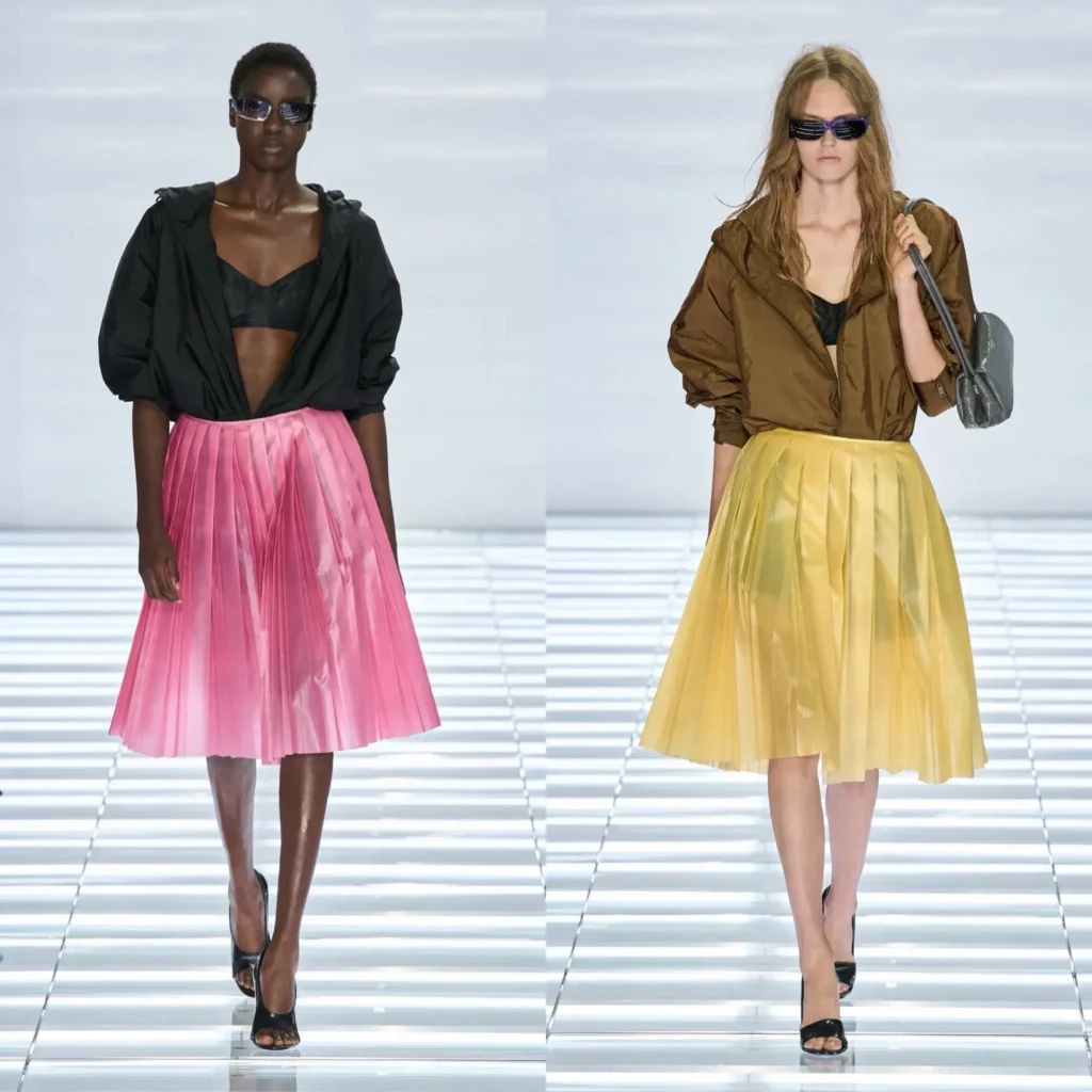 2 female model on ramp wearing parada 2027 milan collection looks