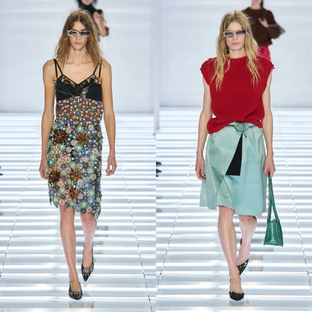 2 female model on ramp wearing parada recent collection looks