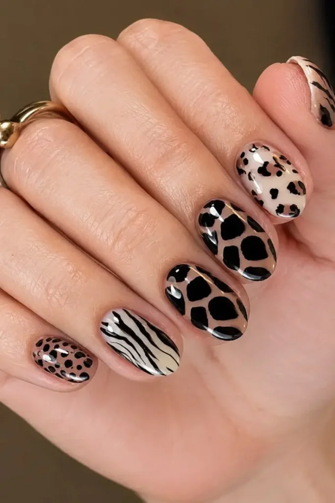Animal Print Oval Nails