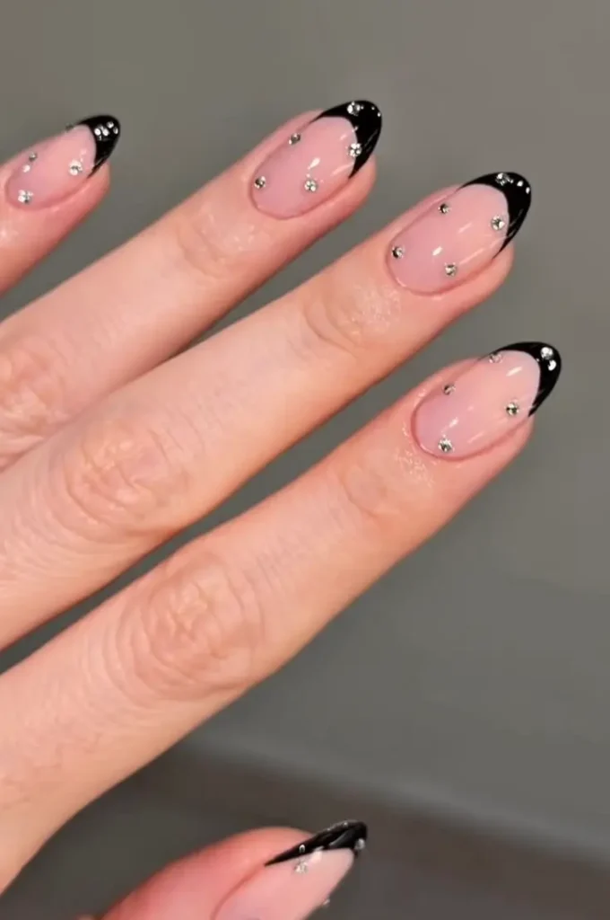 Black French With Rhinestones