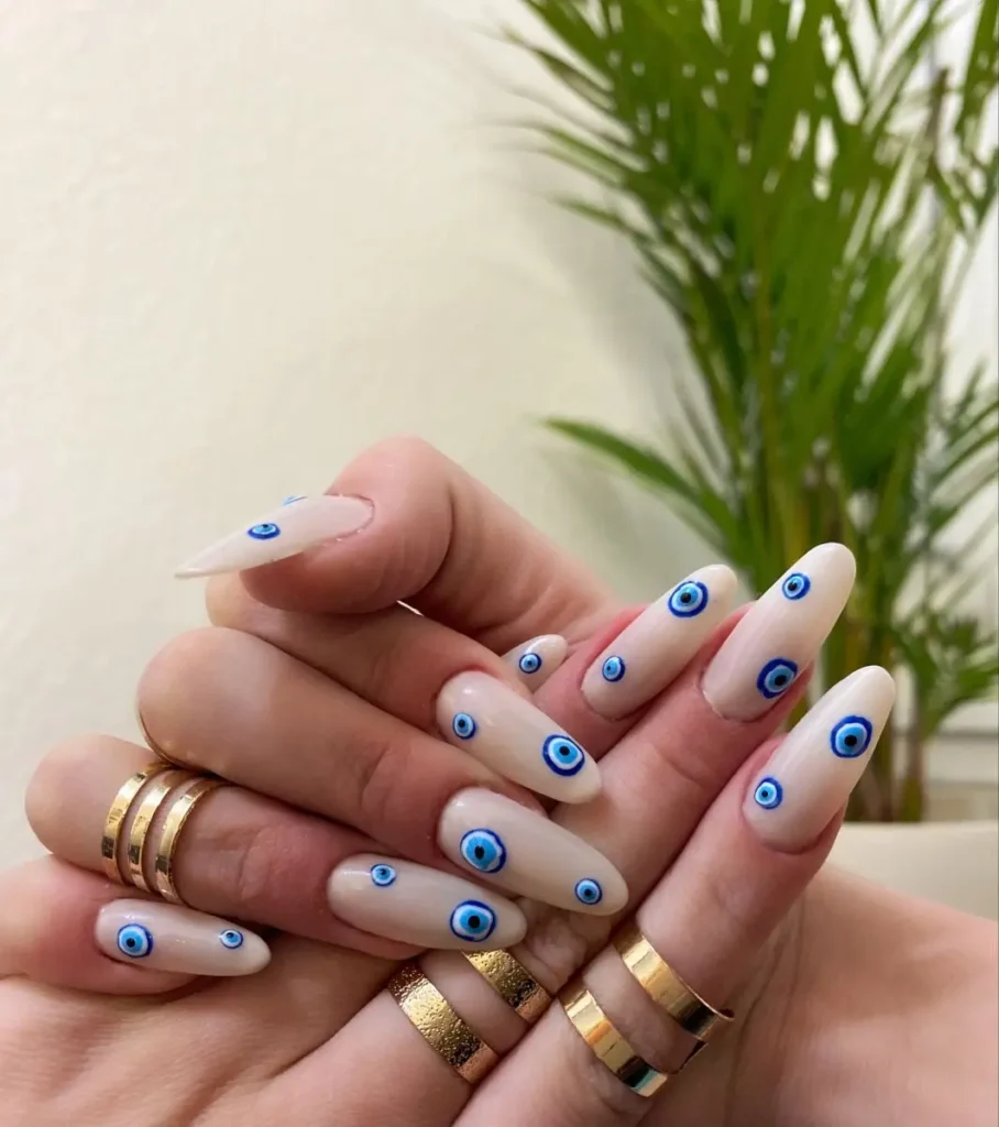 . Blue Eye Oval Nail Art