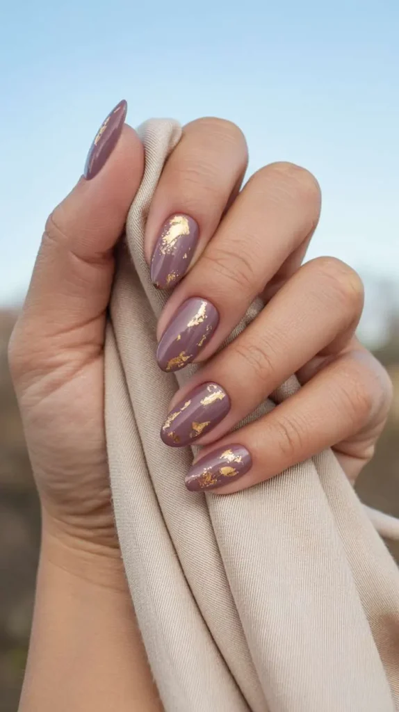 Gold Foil Oval Nails
