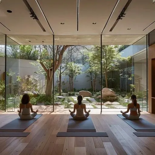 3 womens doing yoga