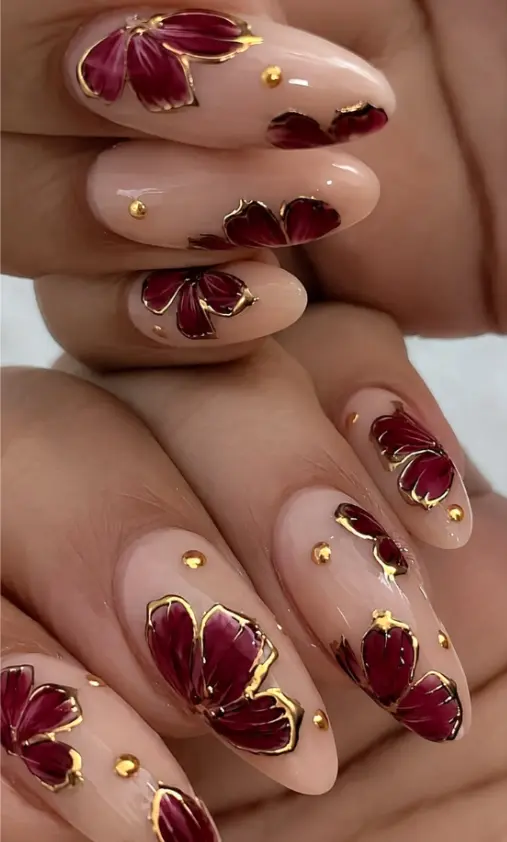 Floral Oval Nail Designs